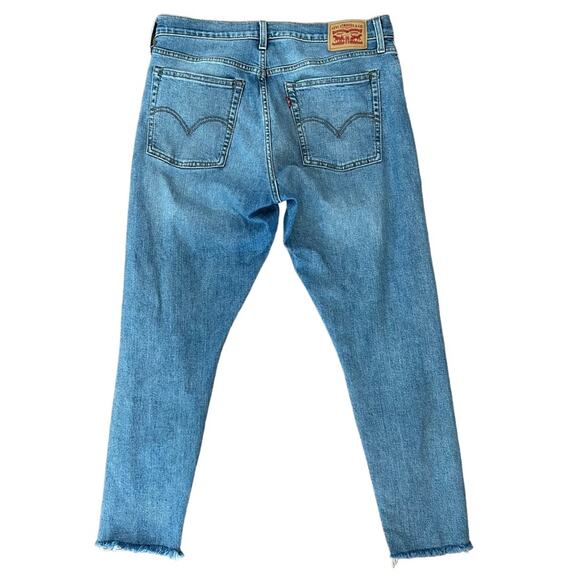 Levi's Wedgie Fit High Rise Skinny Jeans Blue Spice Medium Wash Raw Hem Sz 32 - Picture 2 of 7